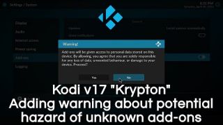 Add-on security hazard warning added to Kodi v17 Krypton
